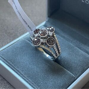 NEW V3 Jewelry 0.5 Carat Red & White Diamond Statement Ring Size 8